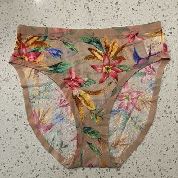 NWT EBY Kiki Mesh High Cut High Waisted Sheer Floral Panties Sz Small - Picture 7 of 10